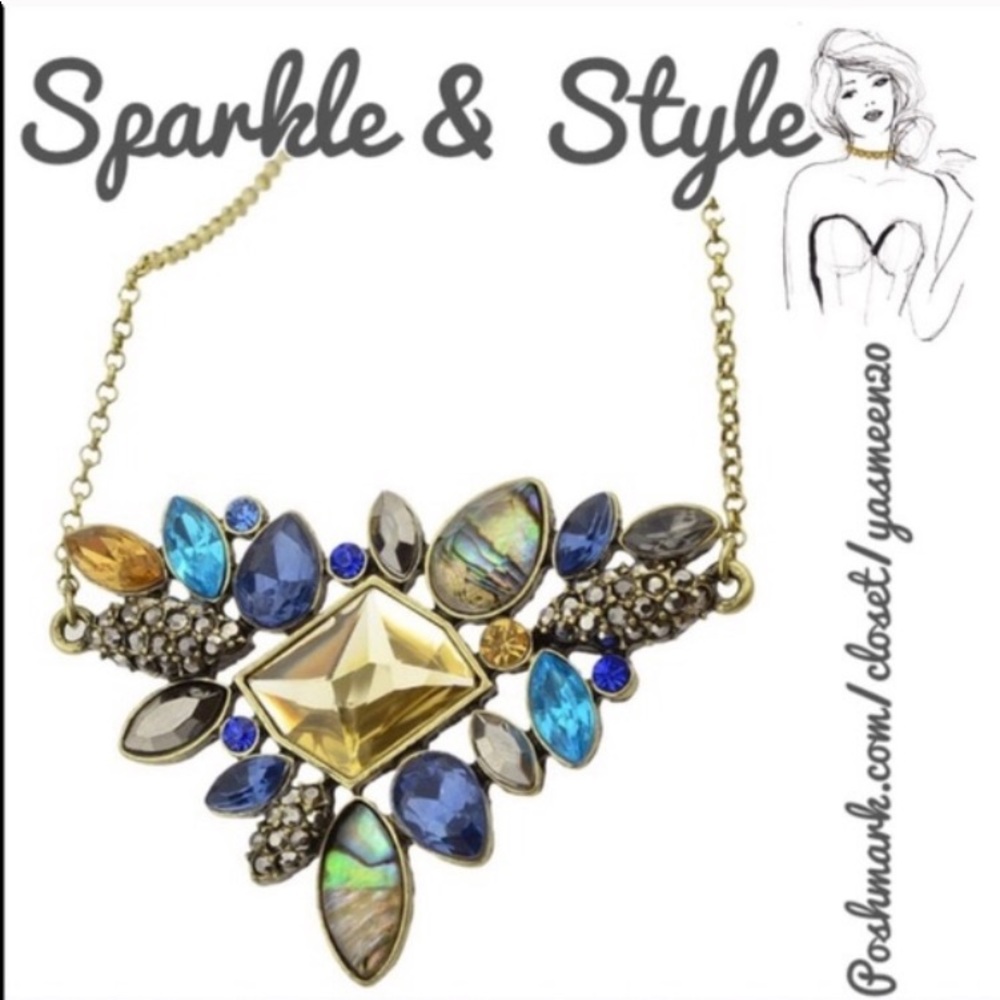 ✨Stained glass look rhinestone necklace ✨